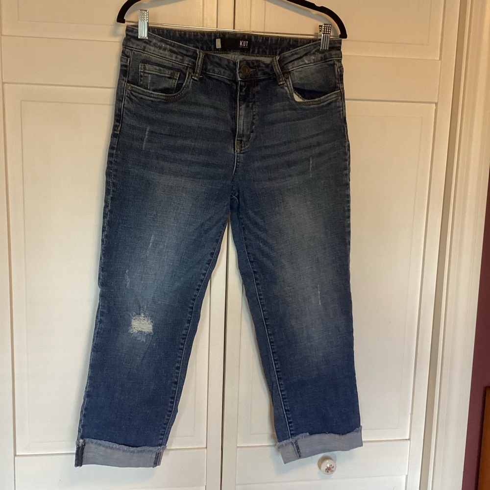 Kut from the Kluth Amy Crop Straight Leg Distressed Jeans